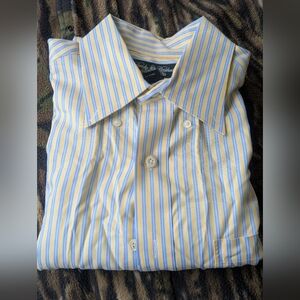 Brooks Brothers Yellow and Blue Dress Shirt with Classic Stripes
